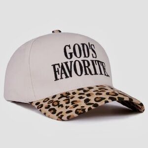 God’s Favorite Women’s Two Tone Canvas Cotton Baseball Hat Cap Leopard Tan New